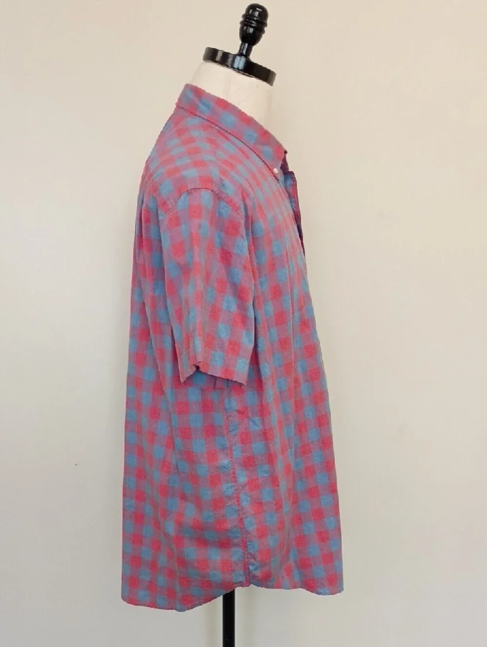J. Crew Pink and Blue Check Short-Sleeve Button-Down Shirt